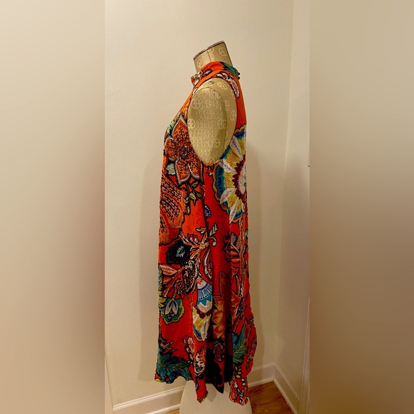 MAEVE Anthropologie silk Larkhill Orange Floral Sleeveless Midi Shift SuzeM - Picture 4 of 7